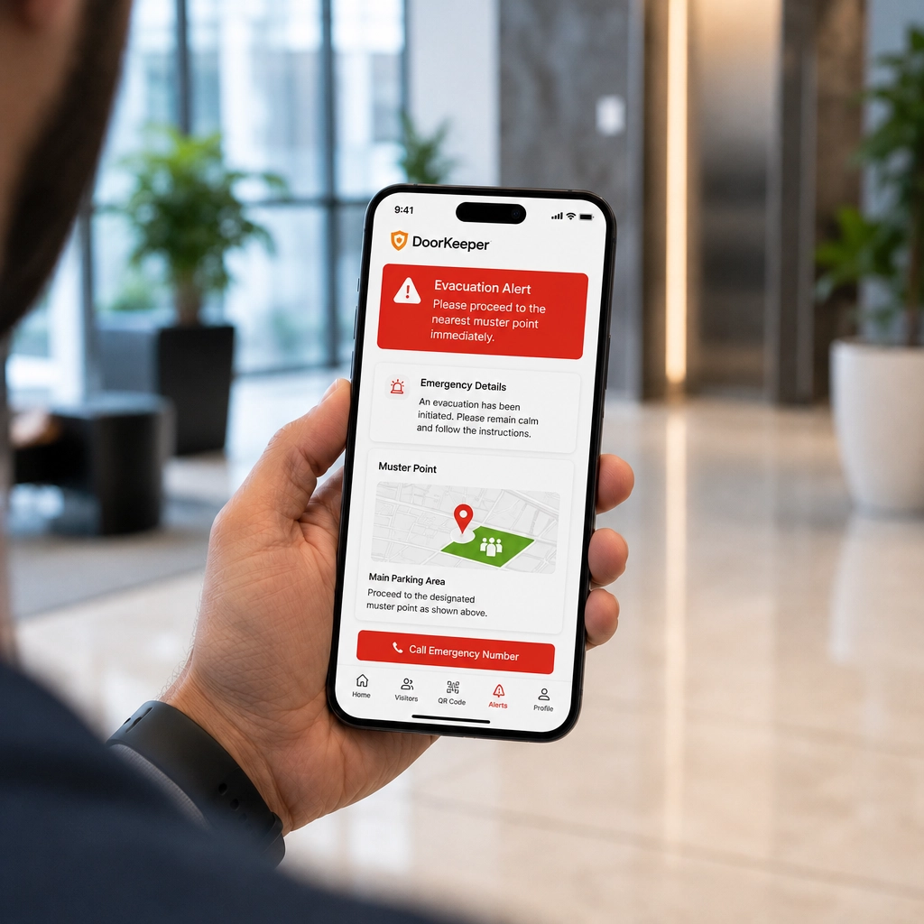 Emergency evacuation alert shown on a phone